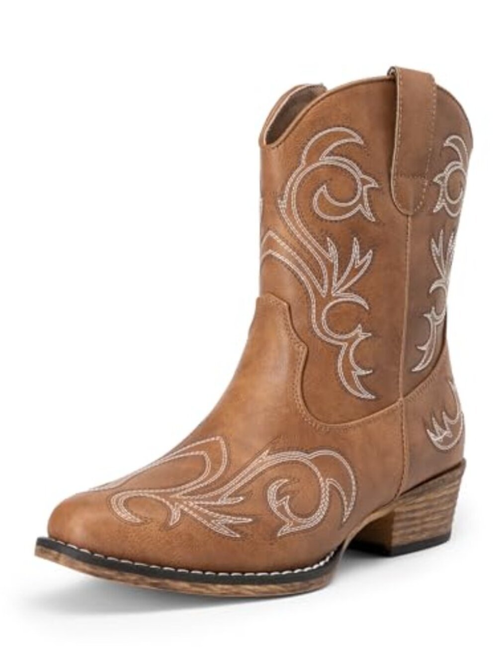 🆕 Women's Cowboy Cowgirl Western Boots Embroidered Stitched Ankle Boots Square